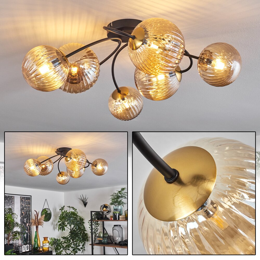 Chehalis Lámpara de Techo - Cristal dorado, Negro, 6 luces main product photo