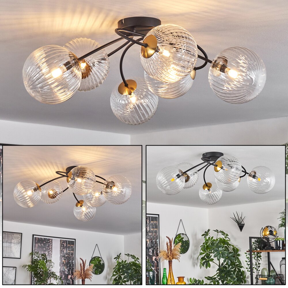 Chehalis Lámpara de Techo - Cristal dorado, Negro, 6 luces main product photo