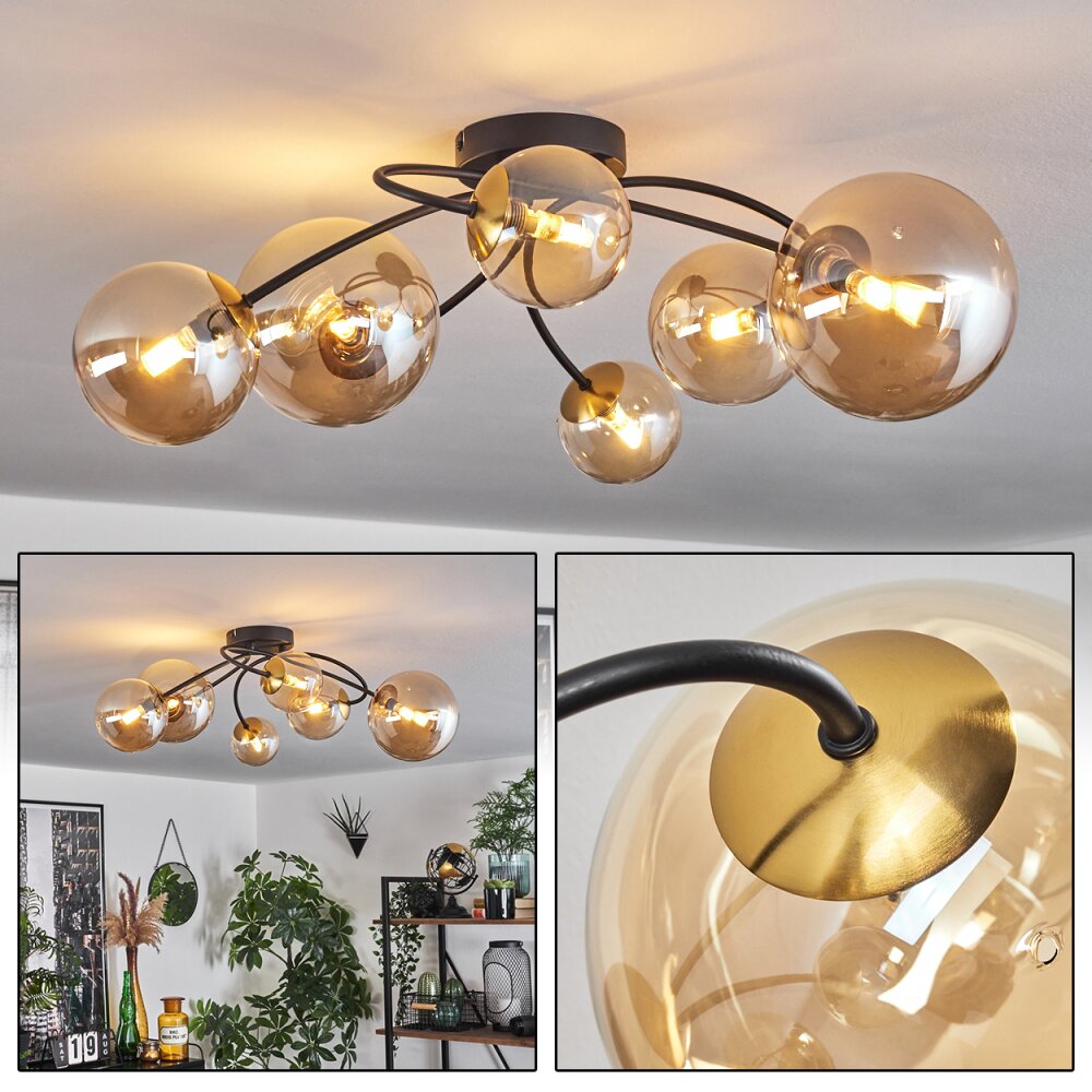Chehalis Lámpara de Techo - Cristal dorado, Negro, 6 luces main product photo