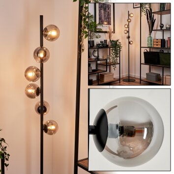 Remaisnil Lámpara de Pie - Cristal Negro, 6 luces Remaisnil Lámpara de Pie - Cristal Negro, 6 luces