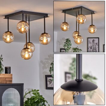 Chehalis Lámpara de Techo - Cristal Colores ámbar, 5 luces
