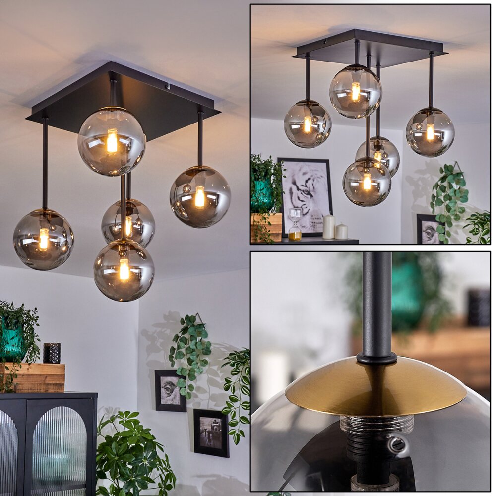 Chehalis Lámpara de Techo - Cristal dorado, Negro, 5 luces main product photo