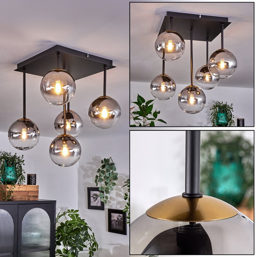 Chehalis Lámpara de Techo - Cristal dorado, Negro, 5 luces main product photo