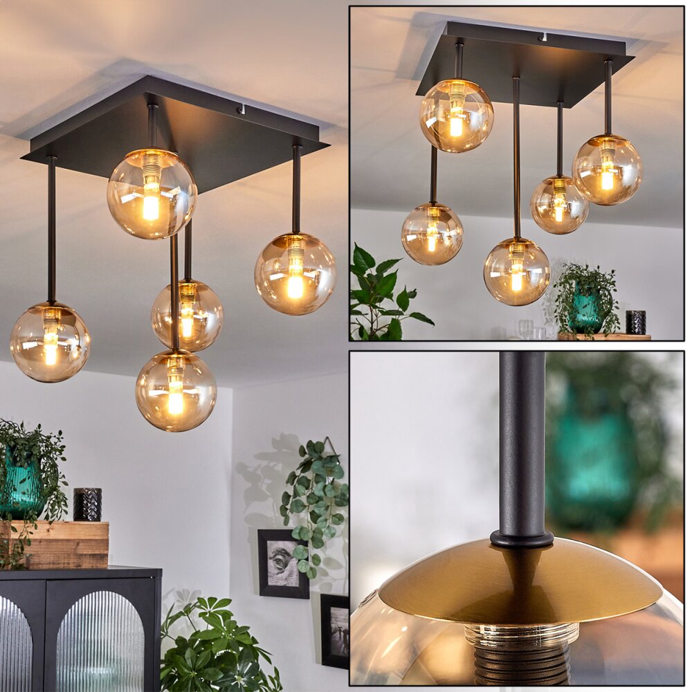 Chehalis Lámpara de Techo - Cristal dorado, Negro, 5 luces main product photo