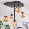 Chehalis Lámpara de Techo - Cristal dorado, Negro, 5 luces