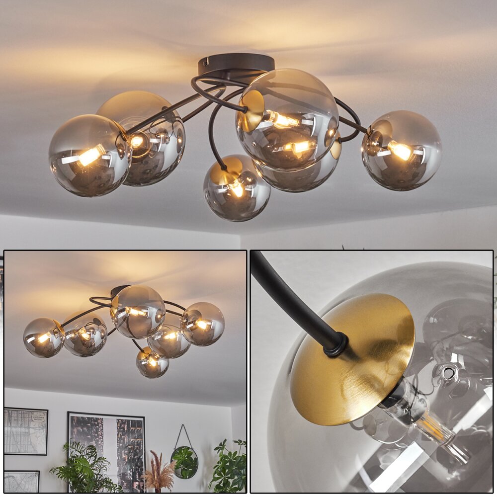 Chehalis Lámpara de Techo - Cristal dorado, Negro, 6 luces main product photo