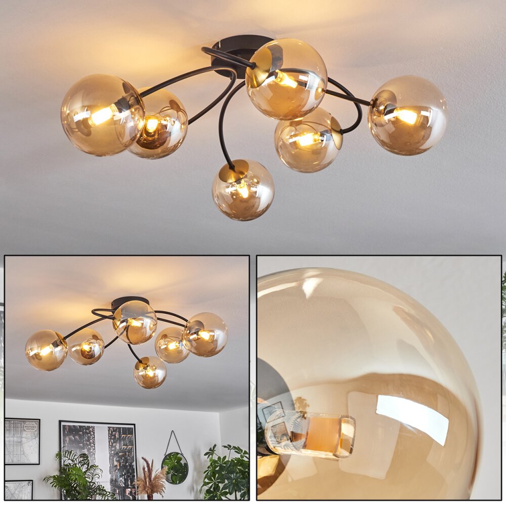 Chehalis Lámpara de Techo - Cristal dorado, Negro, 6 luces main product photo