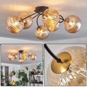 Chehalis Lámpara de Techo - Cristal dorado, Negro, 6 luces