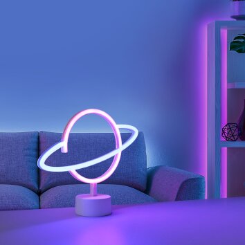 Leuchten-Direkt NEON-SATURN Lámpara de decoración LED Blanca, 1 luz