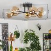 Chehalis Lámpara de Techo - Cristal 12 cm dorado, Negro, 6 luces