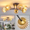 Chehalis Lámpara de Techo - Cristal 15 cm dorado, Negro, 6 luces