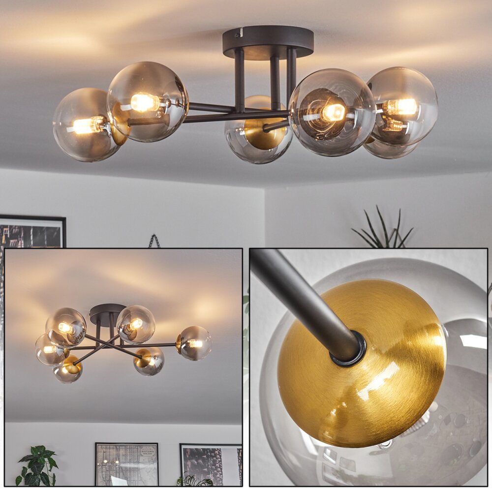 Chehalis Lámpara de Techo - Szkło 10 cm dorado, Negro, 6 luces main product photo