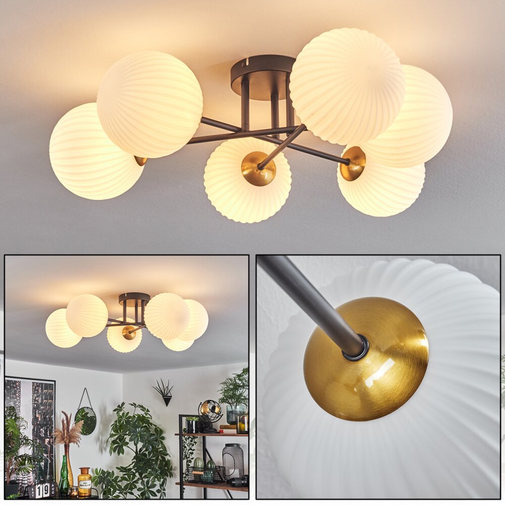 Chehalis Lámpara de Techo - Szkło 15 cm dorado, Negro, 6 luces main product photo