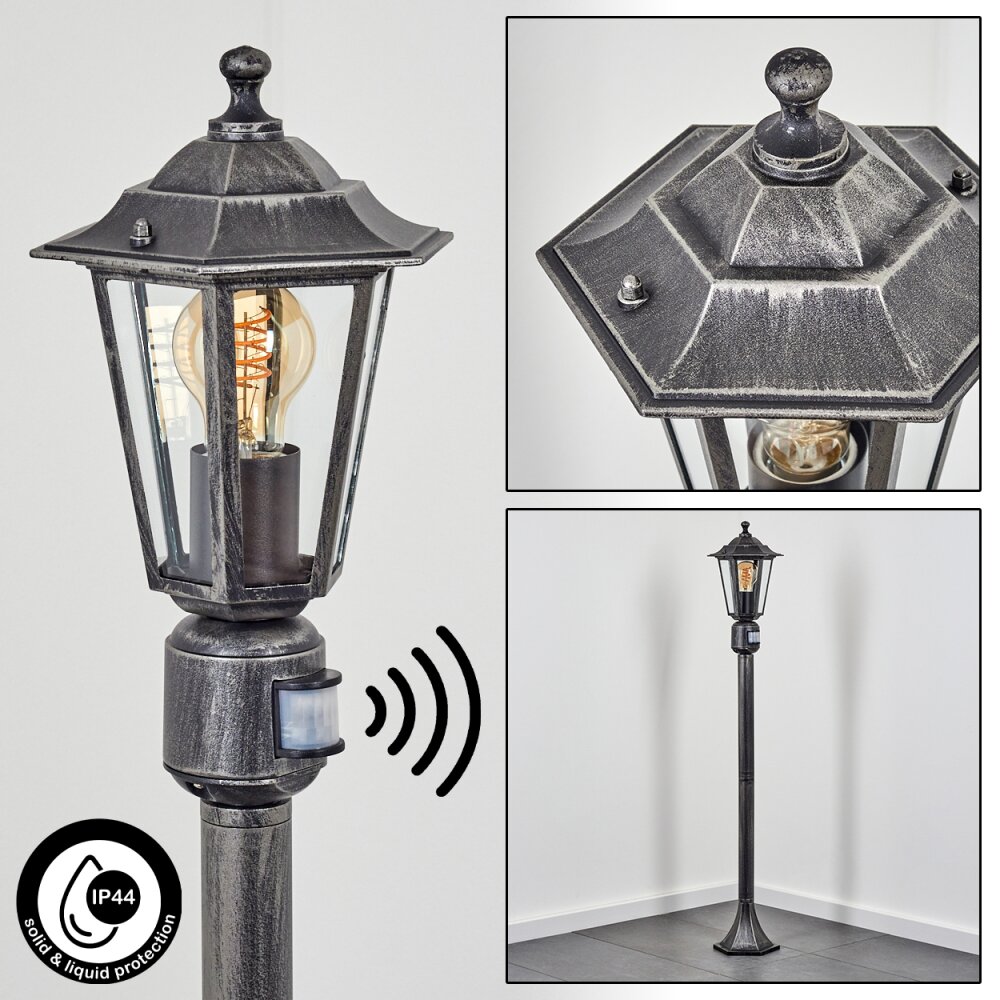 Loria Poste de Jardín Negro, Plata, 1 luz, Sensor de movimiento main product photo