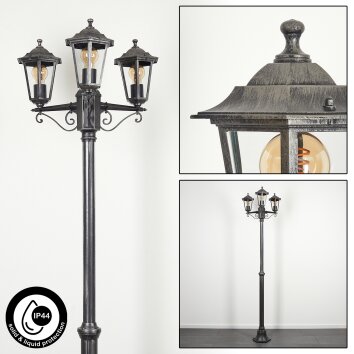 Loria Candelabro Negro, Plata, 3 luces