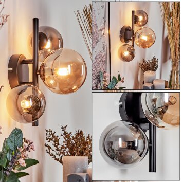 Chehalis Aplique - Cristal 10, 12 cm Colores ámbar, Ahumado, 3 luces