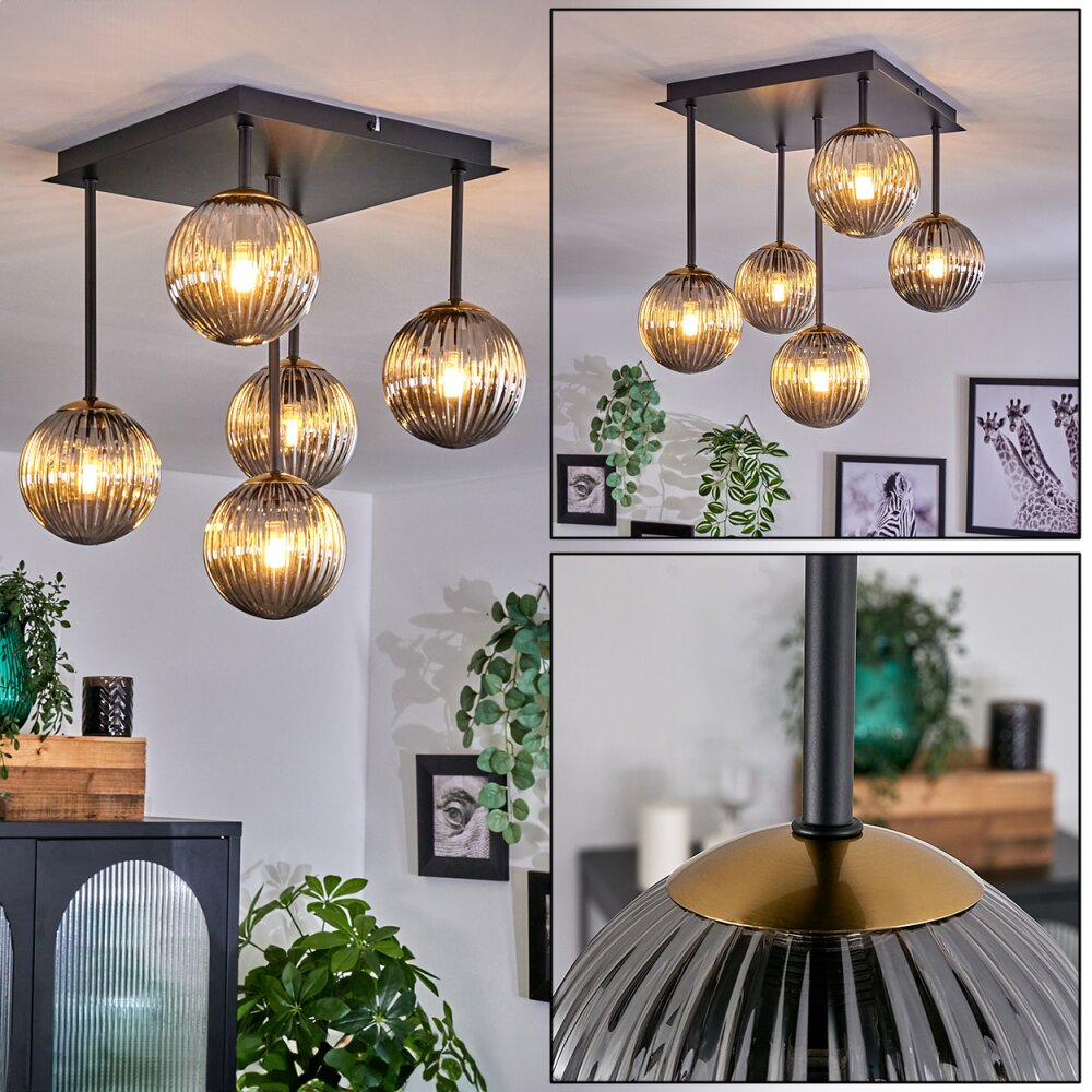 Chehalis Lámpara de Techo - Szkło 12 cm dorado, Negro, 5 luces main product photo