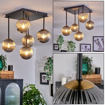 Chehalis Lámpara de Techo - Cristal 12 cm dorado, Negro, 5 luces