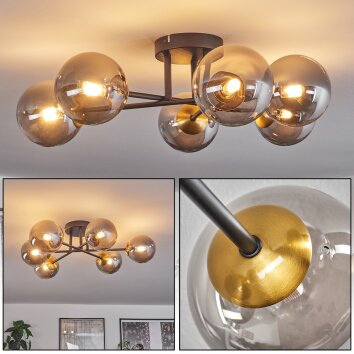 Chehalis Lámpara de Techo - Cristal 12 cm dorado, Negro, 6 luces