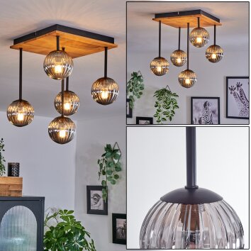 Chehalis Lámpara de Techo - Szkło 10 cm Crudo, Negro, 5 luces