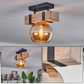 Montgomery Lámpara de Techo - Cristal 15 cm Crudo, Negro, 1 luz