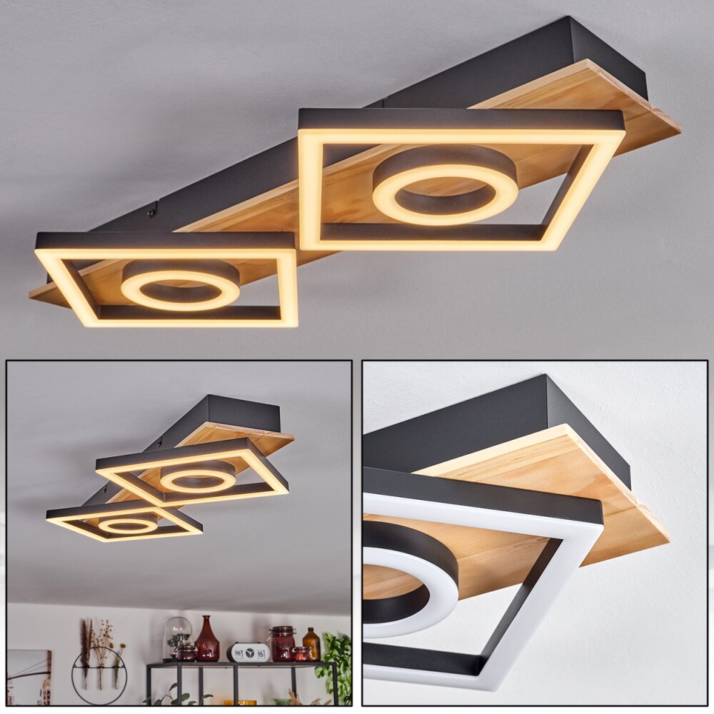 Taboneira Lámpara de Techo LED Crudo, Negro, 2 luces main product photo