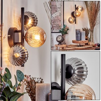 Chehalis Aplique - Cristal 10 cm Colores ámbar, Ahumado, 3 luces