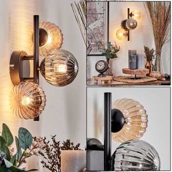 Chehalis Aplique - Cristal 10 cm Colores ámbar, Ahumado, 3 luces