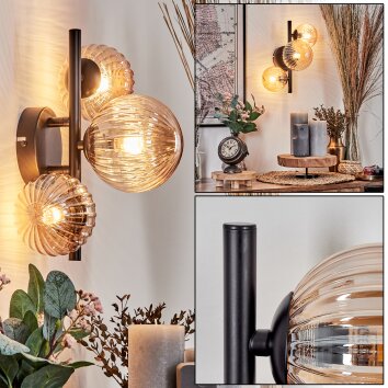 Chehalis Aplique - Cristal 10 cm, 12 cm Colores ámbar, 3 luces