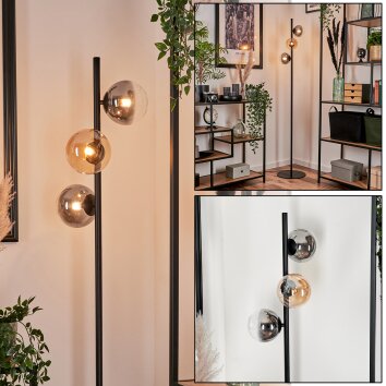 Remaisnil Lámpara de Pie - Cristal 12 cm Colores ámbar, Transparente, Ahumado, 3 luces