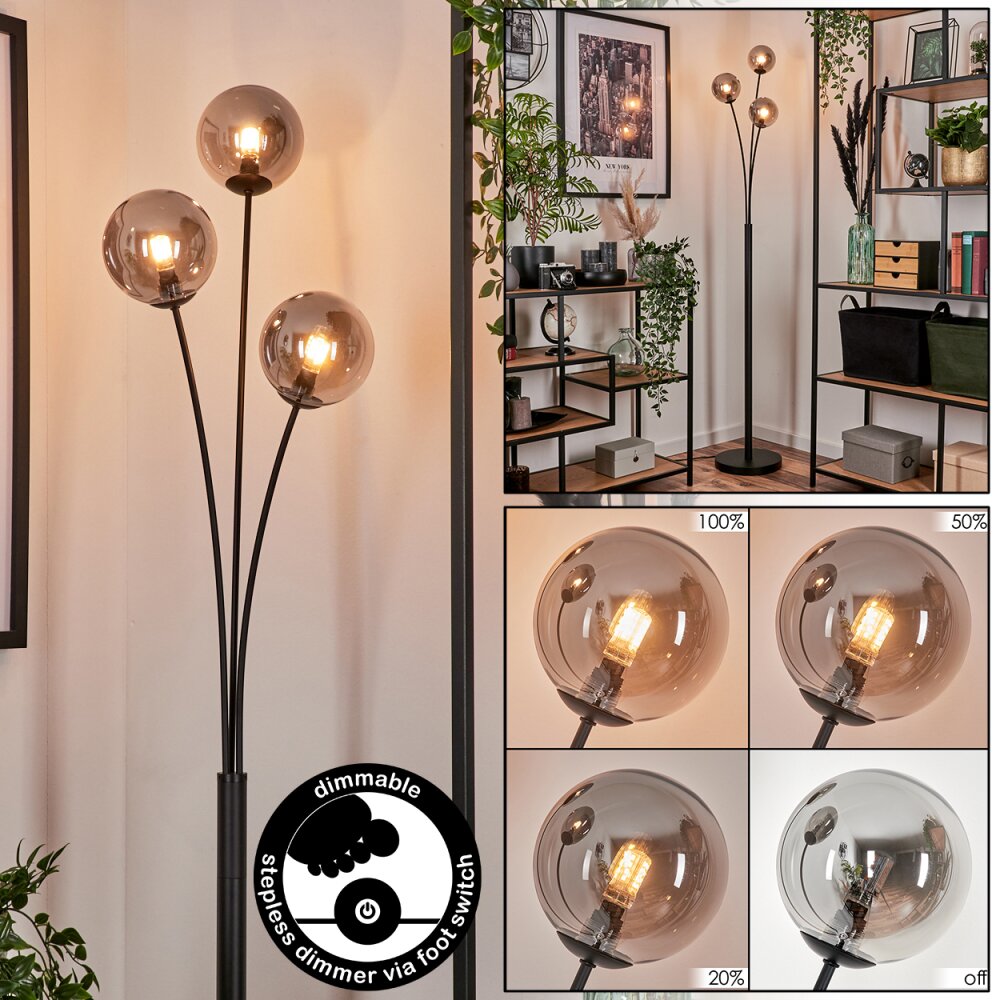 Bernado Lámpara de Pie - Szkło 12 cm Ahumado, 3 luces main product photo