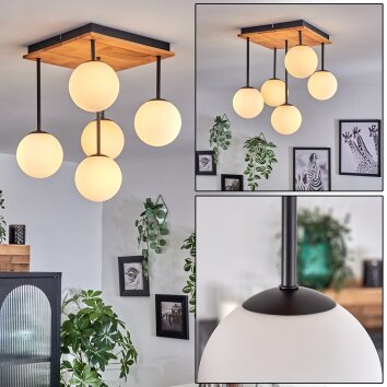 Chehalis Lámpara de Techo - Cristal 12 cm Crudo, Negro, 5 luces