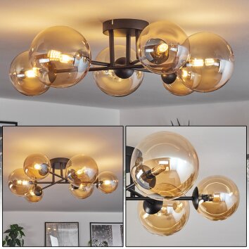 Chehalis Lámpara de Techo - Cristal 12 cm, 15 cm Colores ámbar, 6 luces