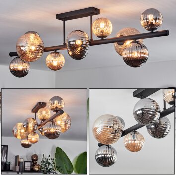 Chehalis Lámpara de Techo - Cristal 10 cm, 12 cm, 15 cm Colores ámbar, Ahumado, 10 luces