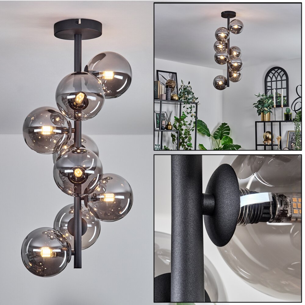 Chehalis Lámpara de Techo - Szkło 12 cm Ahumado, 8 luces main product photo