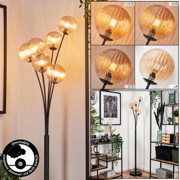 Bernado Lámpara de Pie - Cristal 12 cm Colores ámbar, 6 luces