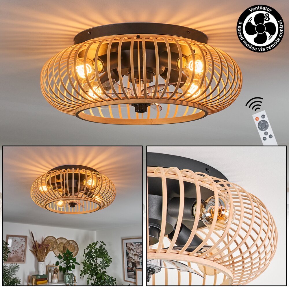 Oravi Lámpara de Techo 50 cm Negro, 4 luces, Mando a distancia main product photo