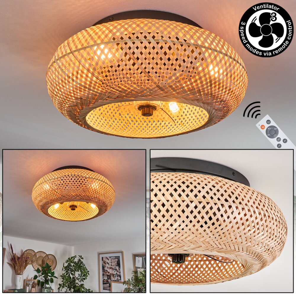 Bauro Lámpara de Techo 50 cm Negro, 4 luces, Mando a distancia main product photo