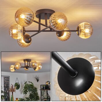 Chehalis Lámpara de Techo - Cristal 10 cm Colores ámbar, 6 luces