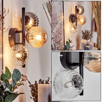 Chehalis Aplique - Cristal 10 cm Colores ámbar, Transparente, Ahumado, 3 luces