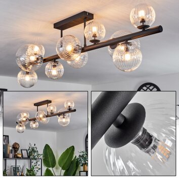 Chehalis Lámpara de Techo - Cristal 10 cm, 12 cm, 15 cm Transparente, 10 luces