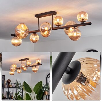 Chehalis Lámpara de Techo - Cristal 10 cm, 12 cm, 15 cm Colores ámbar, 10 luces