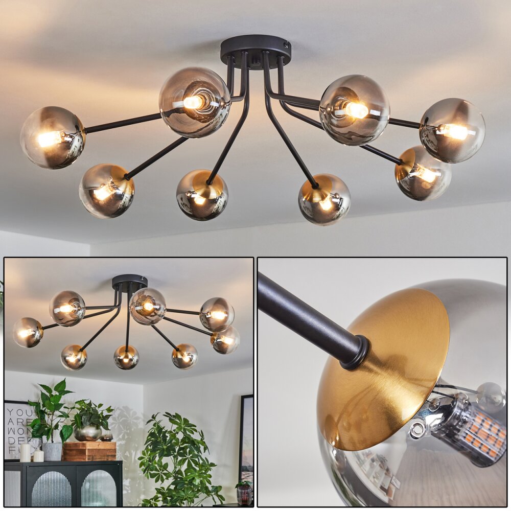Chehalis Lámpara de Techo - Szkło 10 cm dorado, Negro, 8 luces main product photo