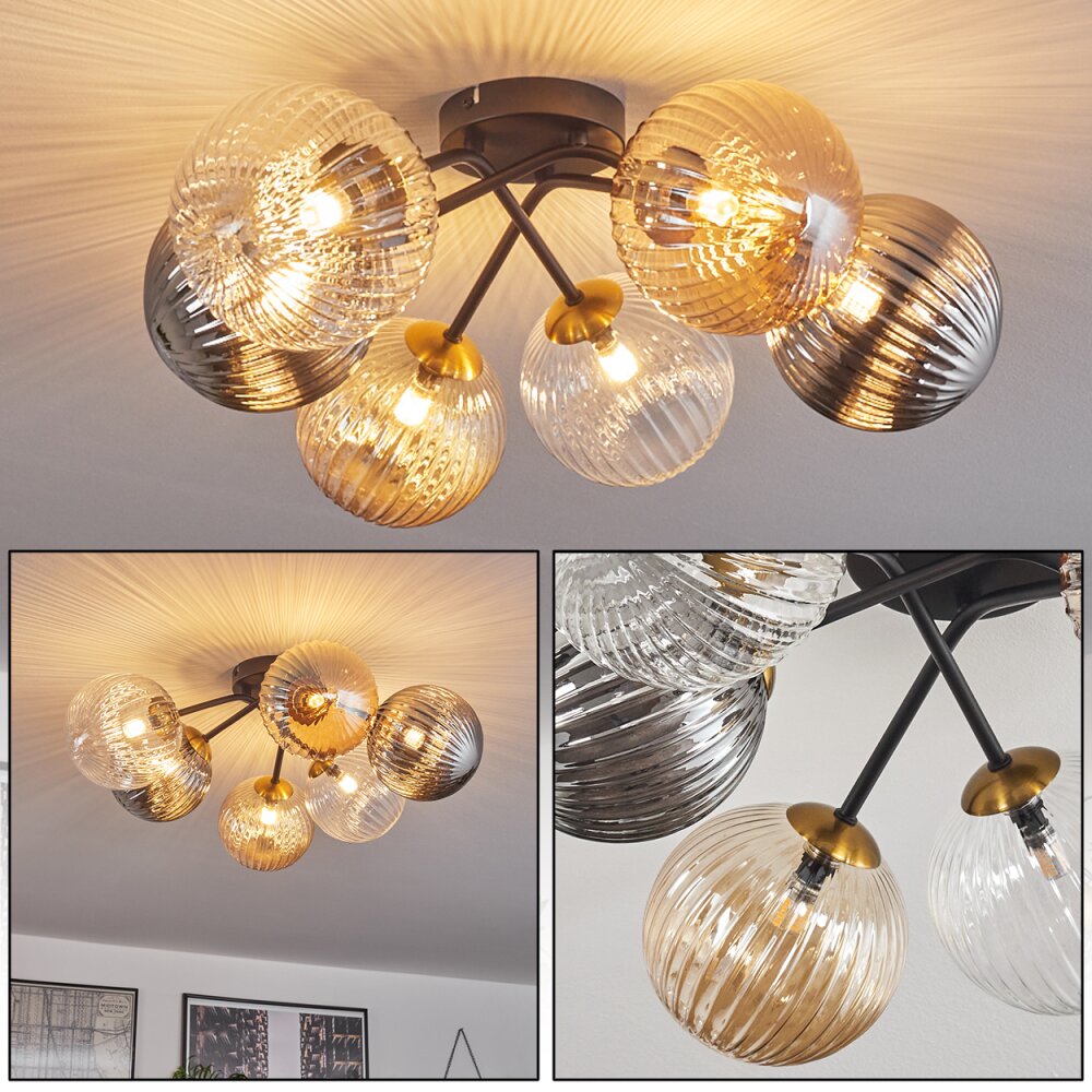 Chehalis Lámpara de Techo - Szkło 15 cm dorado, Negro, 6 luces main product photo