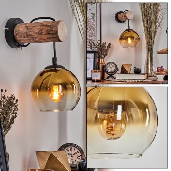 Koyoto Aplique - Cristal 15 cm Crudo, Negro, 1 luz