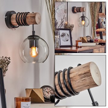 Koyoto Aplique - Cristal 15 cm Crudo, Negro, 1 luz