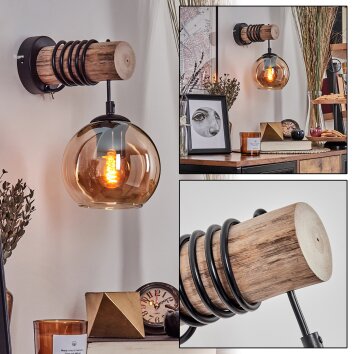 Koyoto Aplique - Cristal 15 cm Crudo, Negro, 1 luz