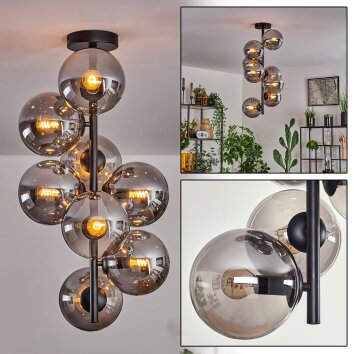 Gastor Lámpara de Techo - Cristal 15 cm Ahumado, 8 luces