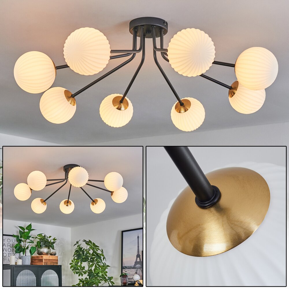 Chehalis Lámpara de Techo - Szkło 12 cm dorado, Negro, 8 luces main product photo