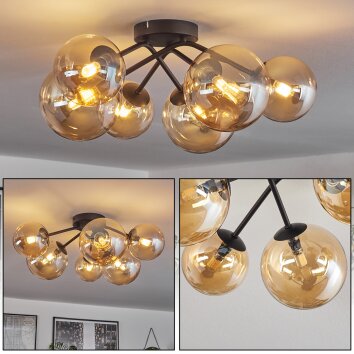 Chehalis Lámpara de Techo - Cristal 12 cm, 15 cm Colores ámbar, 6 luces